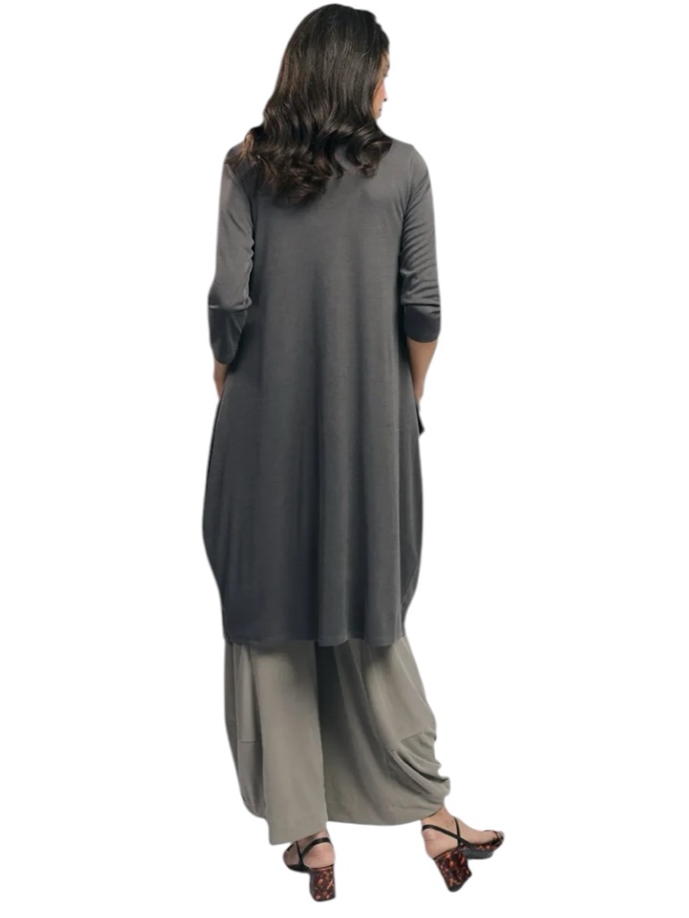 Alembika Essential Draped Cocoon Tunic Jacket Fog Gray Stripe Size 1 Us 6-8 Nwt — image 4 of 8